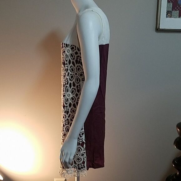NWT Charming Charlie Purple & Cream Floral Dress S - Picture 3 of 5